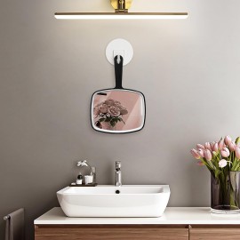 Koonero Small Wall Mount Hand Mirror with Handle, for Vanity Makeup Home Salon Travel Use (Square Black 9.3inx6.6in)