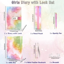 Diary with Lock for Girls Ages 8-12, Birthday Gifts for Teen Girls, Diary for Kids Locked Journal for Girl Notebook Journal Back to School Gifts for Girls 8 9 10 11 12 13 14 15 Teens Tweens