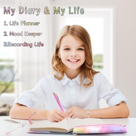 Diary with Lock for Girls Ages 8-12, Birthday Gifts for Teen Girls, Diary for Kids Locked Journal for Girl Notebook Journal Back to School Gifts for Girls 8 9 10 11 12 13 14 15 Teens Tweens