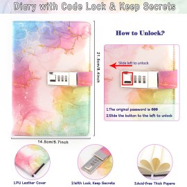 Diary with Lock for Girls Ages 8-12, Birthday Gifts for Teen Girls, Diary for Kids Locked Journal for Girl Notebook Journal Back to School Gifts for Girls 8 9 10 11 12 13 14 15 Teens Tweens