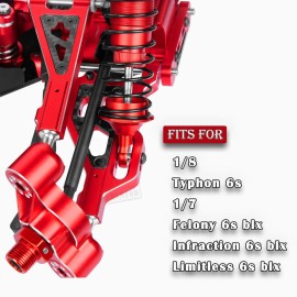 RCMYou Aluminum Suspension A Arms Upgrades Part for 1/8 Typhon 6S,1/7 Felony Infraction Limitless 6S BLX,Front Upper & Front Lower & Rear Lower Suspension A Arms Hops up w/Pivot Balls,Red