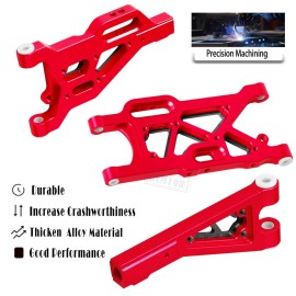 RCMYou Aluminum Suspension A Arms Upgrades Part for 1/8 Typhon 6S,1/7 Felony Infraction Limitless 6S BLX,Front Upper & Front Lower & Rear Lower Suspension A Arms Hops up w/Pivot Balls,Red