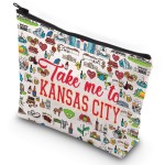 G2TUP Kansas City Travel Cosmetic Bag Kansas Landmarks Souvenirs Gift Take Me To Kansas Zipper Pouch Bag Kansas Merch (Take Me To Kansas)