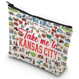 G2TUP Kansas City Travel Cosmetic Bag Kansas Landmarks Souvenirs Gift Take Me To Kansas Zipper Pouch Bag Kansas Merch (Take Me To Kansas)