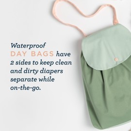 Esembly Day Bag - Reusable Wet and Dry Bag Made From Recycled Fabric With Dual Waterproof Compartments for Cloth Diapers, Swimsuits, Toiletries, and Snacks - Botanic Garden