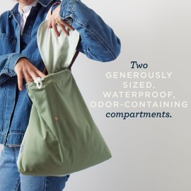 Esembly Day Bag - Reusable Wet and Dry Bag Made From Recycled Fabric With Dual Waterproof Compartments for Cloth Diapers, Swimsuits, Toiletries, and Snacks - Botanic Garden
