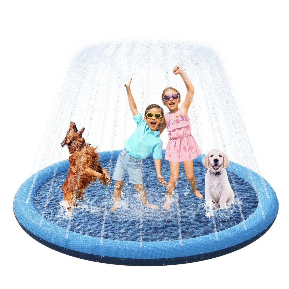 YAUNGEL Splash Pad for Dogs and Kids, 97in Non-Slip Splash Sprinkler Pad 0.58mm Thickened Durable and Foldable Dog Pool Inflatable Summer Outdoor Water Toys, Mix Colors
