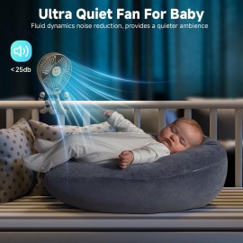Stroller Fan Clip on for Baby, 30Hrs Removable Fan for Strollers and Car Seat, 3 Speeds Baby Stroller Fans, Rechargeable Portable Fans for Strollers with Flexible Tripod for Beach, Camping and Hiking
