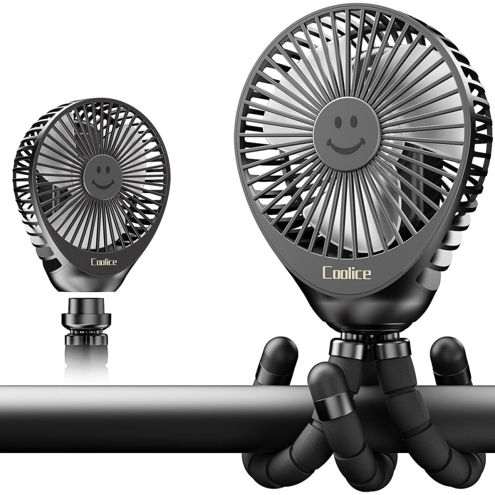 Stroller Fan Clip on for Baby, 30Hrs Removable Fan for Strollers and Car Seat, 3 Speeds Baby Stroller Fans, Rechargeable Portable Fans for Strollers with Flexible Tripod for Camping, Hiking and Beach