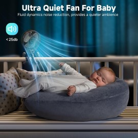 Stroller Fan Clip on for Baby, 30Hrs Removable Fan for Strollers and Car Seat, 3 Speeds Baby Stroller Fans, Rechargeable Portable Fans for Strollers with Flexible Tripod for Camping, Hiking and Beach