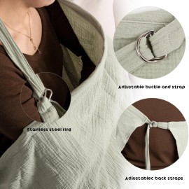 LALIFIT Muslin Nursing Covers for Baby Breastfeeding, Adjustable Privacy Nursing Apron, Extra Large 100% Cotton Breastfeeding Cover with Rigid Hoop Multi-use Carseat Canopy (Roman Green)
