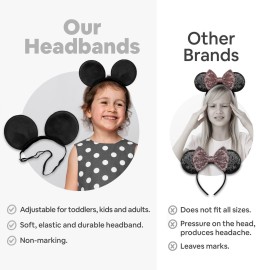 SAMARKAND Mickey Ears Headbands, 3PCS - Elastic Adjustable Headband Headache Free - Mouse Ears For Boys and Girls (Mickey) SAMARKAND Mickey Ears Headbands, 3PCS - Elastic Adjustable Headband Headache Free - Mouse Ears For Boys and Girls (Mickey)