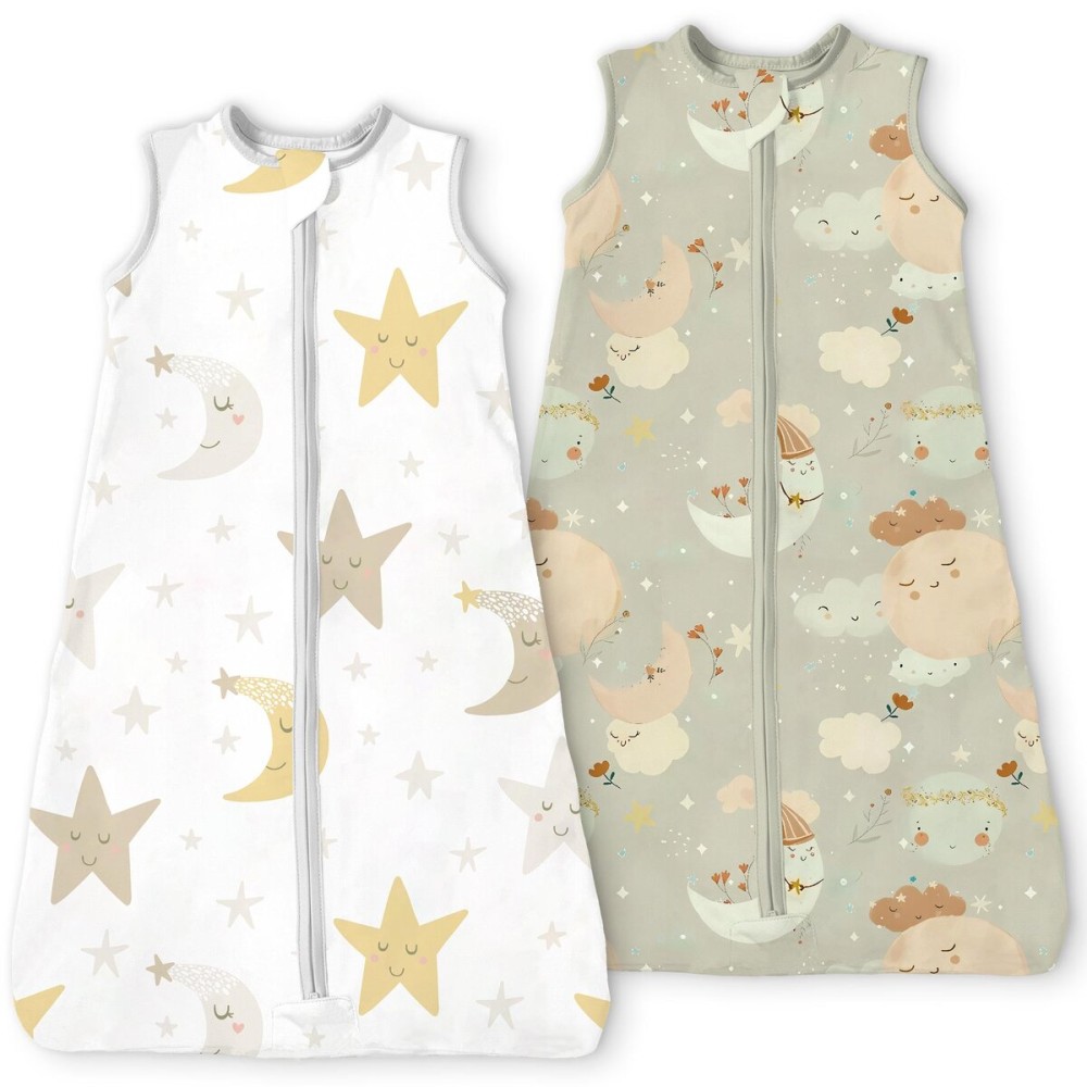 TOTBASIC Sleep Sack 0-6 Months 2-Pack,0.5 TOG Summer Wearable Blanket with 2-Way Safe Zippers,Soft Sleeping Bag for Babies