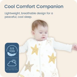TOTBASIC Sleep Sack 0-6 Months 2-Pack,0.5 TOG Summer Wearable Blanket with 2-Way Safe Zippers,Soft Sleeping Bag for Babies