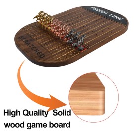 Grhonior Horse Racing Board Game with 11 Metal Horses Thickened Wood Horse Racing Board Game Set for Family and Adult Including 2 Dices and 2 Boxes of Cards (Flame)