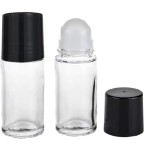 Juroicessry 2Pcs Black 30ML Clear Empty Glass Essential Oil Roller Bottles Vials Containers Refillable Roll-on Bottle,Refillable Cosmetic Containers Refillable,Roller Bottles,Tools and Accessories