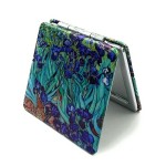 Aeisage Compact Mirror Square Irises Van Gogh Pocket Mirror for Women Small Travel Mirror Magnifying Floral Purse Mirror Compact Unique Gift for Women