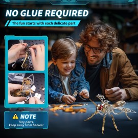 Shepatio 3D Puzzles for Adults, Metal Model Kit Wasp Mechanical Puzzle for Adults/Teens, DIY Creative Craft Gifts Kits Difficult Assembled 3D Puzzle for Family Time, Home Decor (Gold)