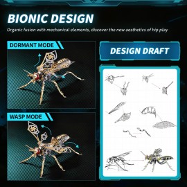 Shepatio 3D Puzzles for Adults, Metal Model Kit Wasp Mechanical Puzzle for Adults/Teens, DIY Creative Craft Gifts Kits Difficult Assembled 3D Puzzle for Family Time, Home Decor (Gold)