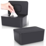 Lijroavy 2 Pack Baby Wipes Dispenser, Baby Wipe Holder for Fresh Wipes, Non-Slip Baby Wipes Container, Refillable Wipes Box, Baby Wipes Case with Sealing Design Lid (Black and Black)