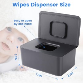 Lijroavy 2 Pack Baby Wipes Dispenser, Baby Wipe Holder for Fresh Wipes, Non-Slip Baby Wipes Container, Refillable Wipes Box, Baby Wipes Case with Sealing Design Lid (Black and Black)