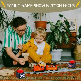 Game Buzzer Set with Lights & Sound gameshow Buzzer Alarm Sound Game Show Button Box Party Contest Prop Toy 4Pack Family Trivia Buzzers for Classroom, Party, Game Nights