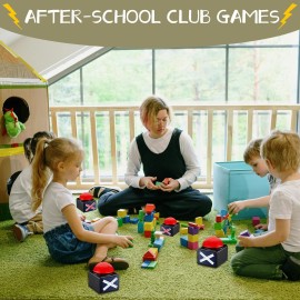 Game Buzzer Set with Lights & Sound gameshow Buzzer Alarm Sound Game Show Button Box Party Contest Prop Toy 4Pack Family Trivia Buzzers for Classroom, Party, Game Nights