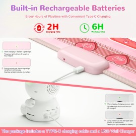 Acelufly Rechargeable Dance Mat Toys for Girls, Light Up Dance Pad with Wireless Bluetooth, Xmas B-Day Gifts for 3 4 5 6 7 8 9 10 11 12 Years Old Kids (Pink)