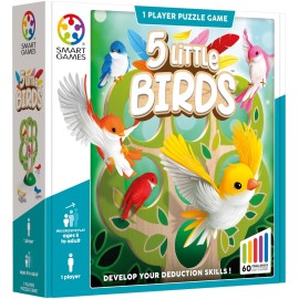 SmartGames Smart Games - 5 Little Birds - Educational Brainstorming - Multi-Level Strategy Game and Skill Building - Logic and Thinking Game - 5 Years + - 1 Player - Multilingual - SG 039