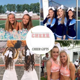 Jeffan 1 Pcs Cheer Gifts Chenille Letter Cheer Bags Patch Makeup Bag Flat Clear Pouch Cheerleading Gifts for Girls Cheer Teams