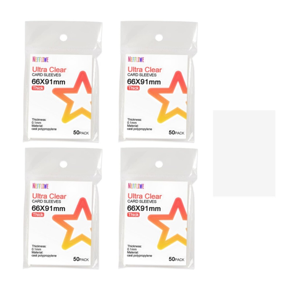 200 Pcs Neffliwe Photocard Sleeves Clear Thick Card Sleeves for Trading Cards K-pop Album Photocards PVC and Acid Free (66x91mm)
