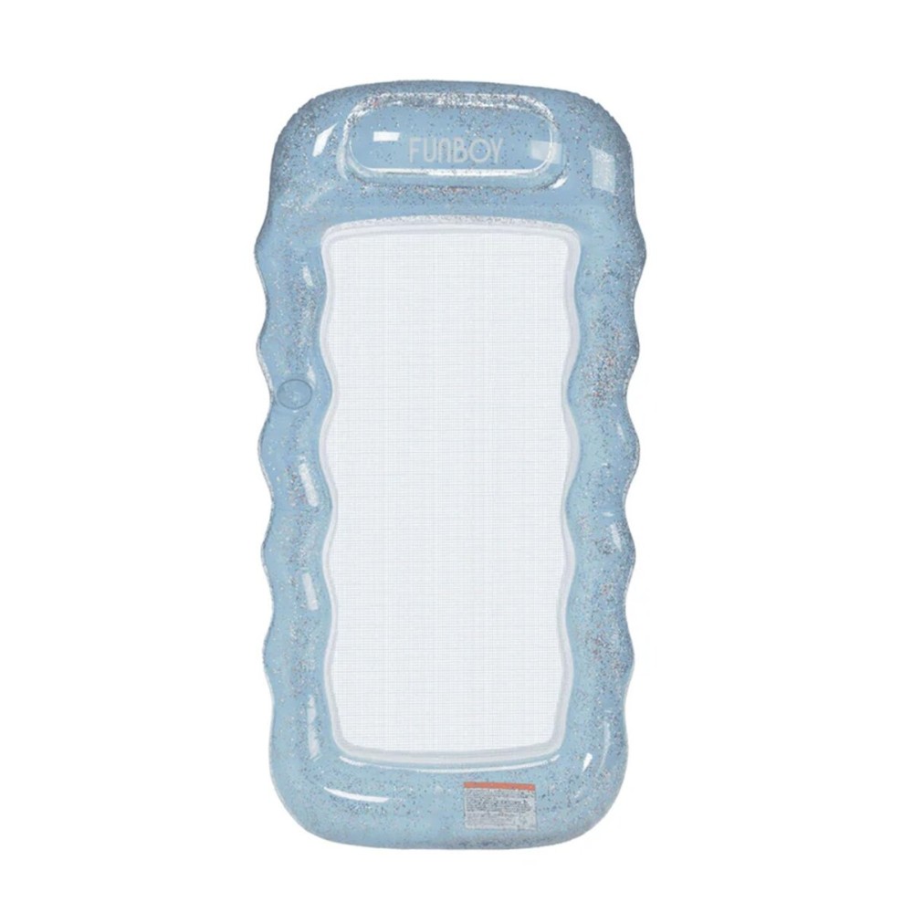 FUNBOY Giant Inflatable Luxury Blue Glitter Mesh Lounger Water Hammock Pool Float, Perfect for a Summer Pool Party Large