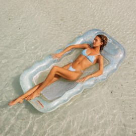 FUNBOY Giant Inflatable Luxury Blue Glitter Mesh Lounger Water Hammock Pool Float, Perfect for a Summer Pool Party Large