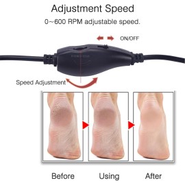 Electric Callus Remover & Pedicure Tool for Cracked Heels - 600RPM Fast & Painless Hard Skin Removal, 60PCS Replacement Sandpaper Discs, Rechargeable & Portable Foot Care Device (Black)