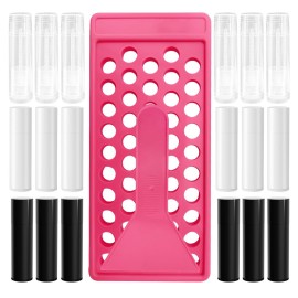 YouFuyi 50 Lip Balm Container Kit with Filling Tray and Spatula, Round Tube Refillable Empty Tube 3 Colors, 0.15 oz, BPA Free, for DIY Homemade Lipstick Lipstick (50 black kits,)
