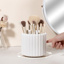 Anyoifax 360 Rotating Makeup Brush Holder 7 Slots Make Up Brush Organizer Removable Spinning Cosmetic Brushes Storage Pen Holder for Vanity, Dresser, Desk, White