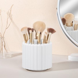 Anyoifax 360 Rotating Makeup Brush Holder 7 Slots Make Up Brush Organizer Removable Spinning Cosmetic Brushes Storage Pen Holder for Vanity, Dresser, Desk, White