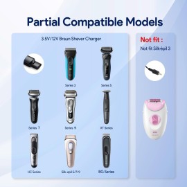 Yinke 12V Type-C Shaver Charger Adapter Charging Converter for Braun Series 3 5 7 9 6 1 XT5 Electric Razor, Portable USB-C Shaver Charger Replacement (Cable Excluded)