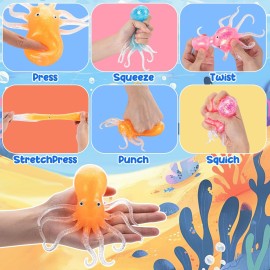 Octopus Stress Balls for Kids Adults, Octopus Squeeze Balls Sensory Fidget Toys, Squishy Toys for 3 4 5 6 7 8 9 10 Boys Girls Gifts, Classroom Prizes Party Favors for Toddlers