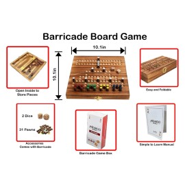 Jackaroo World - Barricade Board Game - Malefiz - New 2025 Dice Games - 2-4 Player Competitive Strategy Game - Fast Track Board Game Fun Wooden Dice Game for Family & Friends - Adults Games Wood Games
