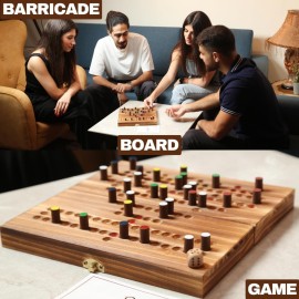 Jackaroo World - Barricade Board Game - Malefiz - New 2025 Dice Games - 2-4 Player Competitive Strategy Game - Fast Track Board Game Fun Wooden Dice Game for Family & Friends - Adults Games Wood Games