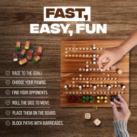 Jackaroo World - Barricade Board Game - Malefiz - New 2025 Dice Games - 2-4 Player Competitive Strategy Game - Fast Track Board Game Fun Wooden Dice Game for Family & Friends - Adults Games Wood Games