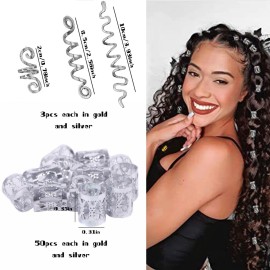 106 Pcs Gold Silver Hair Braids Dreadlock Beads Non-Piercing Ear Clip Jewelry Accessories for Women Men Styling Tools US204 106 Pcs Gold Silver Hair Braids Dreadlock Beads Non-Piercing Ear Clip Jewelry Accessories for Women Men Styling Tools US204
