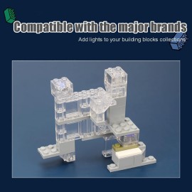 Lights Bricks, 10PCS 2x2 Classic Light Up Bricks Accessories Kits, Transparent LED Accessories Pack, Parts Pieces Building Blocks Set Toys