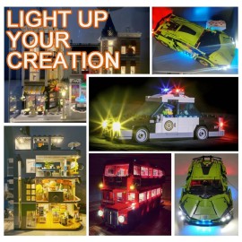 Lights Bricks, 10PCS 2x2 Classic Light Up Bricks Accessories Kits, Transparent LED Accessories Pack, Parts Pieces Building Blocks Set Toys