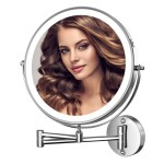 Hasipu 10-Inch Wall Mounted Makeup Mirror with Magnification, Rechargeable 3000 mAh Vanity Mirror with Lights, Bathroom Mirror with Dimmable Brightness, 3 Lighting Modes, Extendable Arm, Chrome