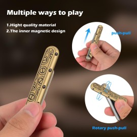 SRTODTG Metal Fidget Toys - EDC Fidget Slider Fidget Toy Adult Stress Relief Metal Push Pull Rotation ADHD Recreational Fidget Toys, Birthday Desk Toy Creative Gifts for Father Husband Boyfriend