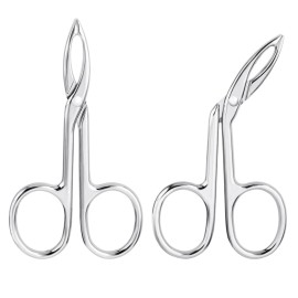 Gjinxi 2Pcs Eyebrow Tweezers Scissor Handle Set, Flat Straight Tip Tweezers Hair Plucker Slanted Tip Shaped Eyebrow Facial Remover Stainless Steel for Hair Plucker Remover Facial Hair Eyebrows Care