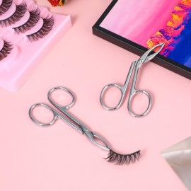 Gjinxi 2Pcs Eyebrow Tweezers Scissor Handle Set, Flat Straight Tip Tweezers Hair Plucker Slanted Tip Shaped Eyebrow Facial Remover Stainless Steel for Hair Plucker Remover Facial Hair Eyebrows Care