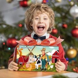 Farm Animal Toy Set with Red Barn, 33Pcs Farm Barn Playset for Kid Toddler 3-5 5-7 Year Old including Animal Figure Farmer Tractor and Farm Life Accessories Horse Cow Sheep Goose Duck Cat Dog